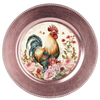 ROUND Digital Graphic Design ROOSTER WITH PINK ROSES Sublimation PNG SVG Lake House Sign Farmhouse Country Home Cabin KITCHEN Wall Art Decor Wreath Design Gift Crafters Delight HAPPY CRAFTING {{ JAMsCraftCloset }}