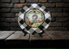 PLATE CHARGER BLACK AND WHITE PLAID PLASTIC ROUND DECOUPAGED Upcycled Repurposed Wall Art or Shelf Sitter WELCOME TO THE COOP Kitchen Decor Home Decor Wall Art Gift WEDDING - JAMsCraftCloset