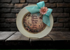 PLATE CHARGER CREAM With Brown Border PLASTIC ROUND DECOUPAGED Upcycled Repurposed Wall Art or Shelf Sitter EVERY FLOWER BLOOMS IN ITS OWN TIME Home Decor Gift WEDDING - JAMsCraftCloset