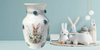 Glass VASE Decoupaged EASTER BUNNIES WITH BASKET AND EGGS Holiday Decor Wedding Decor Shelf Sitter Vase Shabby Chic Victorian BoHo Decor Gift Idea - JAMsCraftCloset