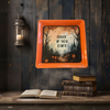 TRAY Orange Plastic Square Decoupaged Hand Painted Upcycled Repurposed Wall Art ENTER IF YOU DARE Home Decor Halloween Decor Wall Art Gift - JAMsCraftCloset