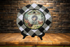 PLATE CHARGER BLACK AND WHITE PLAID PLASTIC ROUND DECOUPAGED Upcycled Repurposed Wall Art or Shelf Sitter WELCOME TO THE COOP Kitchen Decor Home Decor Wall Art Gift WEDDING - JAMsCraftCloset