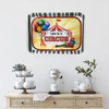 TRAY WHITE  GRAY STRIPED Plastic Rectangle Decoupaged Upcycled Repurposed Circus Theme LIFE IS A CIRCUS Wall Art Shelf Sitter Decor Wall Art Gift - JAMsCraftCloset