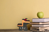 School Desk Wooden Hand Painted Homemade Shelf Sitter Teacher Gift ABC Apple Desk Accessory {{ JAMsCraftCloset }}