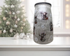 Glass VASE Decoupaged CHRISTMAS SNOWMEN POINSETIAS Shelf Sitter Country Farmhouse Shabby Chic Victorian BoHo Decor Holiday Decor Gift Idea - JAMsCraftCloset