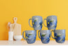 Mugs Coffee Tea Hand Painted Blue Mugs Blue Floral Accents Set of 4 BUY 4 Get 1 FREE {{ JAMsCraftCloset }}