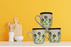 Cups Mugs Coffee Hand Painted White With Black Dot Daisies Set of 2 BUY 2 Get 1 FREE {{ JAMsCraftCloset }}