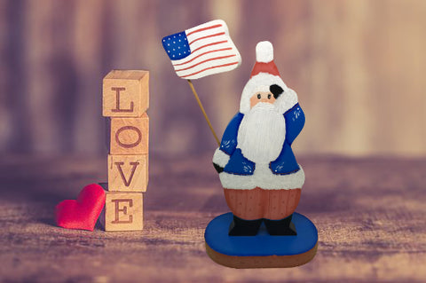 Santa Wooden Patriotic  Vintage Handmade and Hand Painted by ME Holiday Christmas Decor JAMsCraftCloset