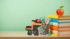 School Desk Wooden Hand Painted Homemade Shelf Sitter Teacher Gift ABC Apple Desk Accessory {{ JAMsCraftCloset }}