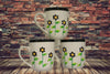 Cups Mugs Coffee Hand Painted White With Black Dot Daisies Set of 2 BUY 2 Get 1 FREE {{ JAMsCraftCloset }}