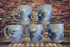 Mugs Coffee Tea Hand Painted Blue Mugs Blue Floral Accents Set of 4 BUY 4 Get 1 FREE {{ JAMsCraftCloset }}