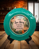 PLATE CHARGER TEAL AQUA PLASTIC ROUND DECOUPAGED Upcycled Repurposed Wall Art EVERY LOVE STORY IS BEAUTIFUL Home Decor Wall Art Gift WEDDING - JAMsCraftCloset