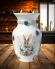 Glass VASE Decoupaged EASTER BUNNIES WITH BASKET AND EGGS Holiday Decor Wedding Decor Shelf Sitter Vase Shabby Chic Victorian BoHo Decor Gift Idea - JAMsCraftCloset