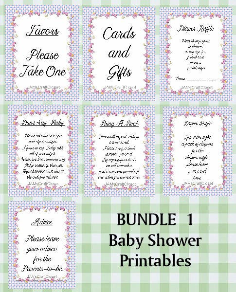 BUNDLE BABY SHOWER 1 Matching Printable Digital Party Designs and Games PNG JPEG {{ JAMsCraftCloset }}
