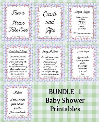 BUNDLE BABY SHOWER 1 Matching Printable Digital Party Designs and Games PNG JPEG {{ JAMsCraftCloset }}