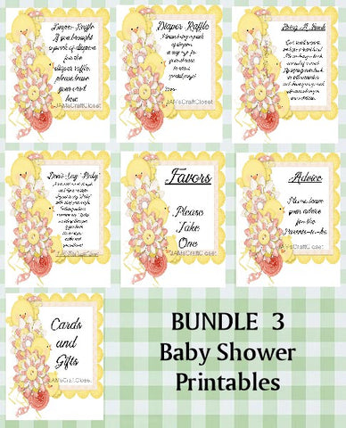 BUNDLE BABY SHOWER 3 Matching Printable Digital Party Designs and Games PNG JPEG {{ JAMsCraftCloset }}