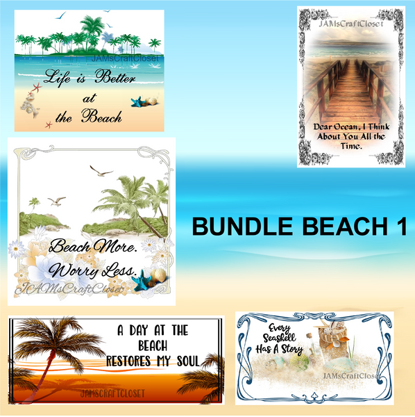 BUNDLE BEACH 1 Graphic Design Downloads SVG PNG JPEG Files Sublimation Design Crafters Delight {{ JAMsCraftCloset }}