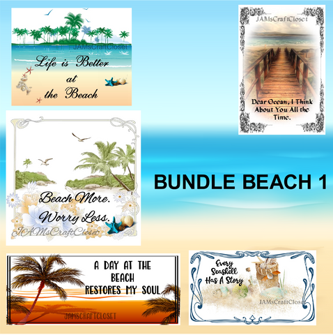 BUNDLE BEACH 1 Graphic Design Downloads SVG PNG JPEG Files Sublimation Design Crafters Delight {{ JAMsCraftCloset }}