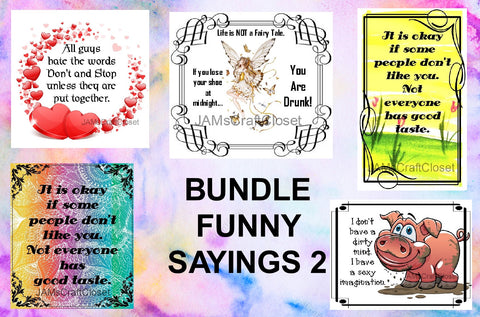 BUNDLE FUNNY SAYINGS 2 Graphic Design Downloads SVG PNG JPEG Files Sublimation Design Funny {{ JAMsCraftCloset }}