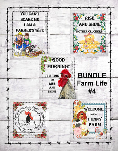 BUNDLE FARM 4 Graphic Design Downloads SVG PNG JPEG Files Country Sublimation Design Crafters Delight {{ JAMsCraftCloset }}