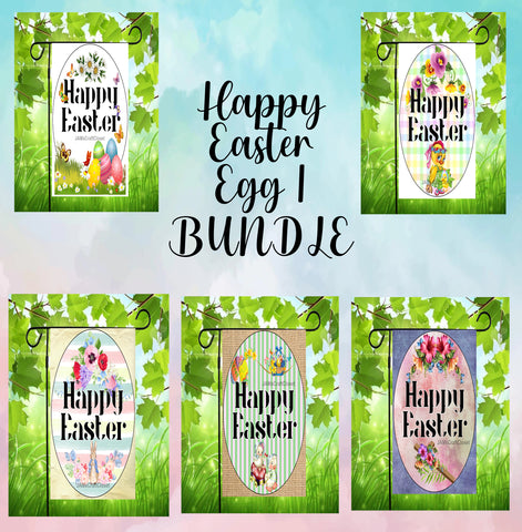 BUNDLE Garden Flag Digital Sublimation Design Graphic SVG-PNG-JPEG Download HAPPY EASTER EGG Holiday Crafters Delight {{ JAMsCraftCloset }}