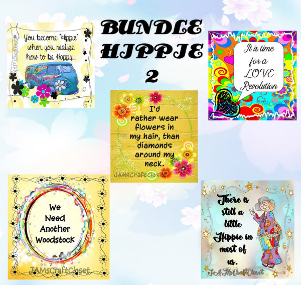 BUNDLE HIPPIE 2 Graphic Design Downloads SVG PNG JPEG Files Sublimation Design Crafters Delight {{ JAMsCraftCloset }}
