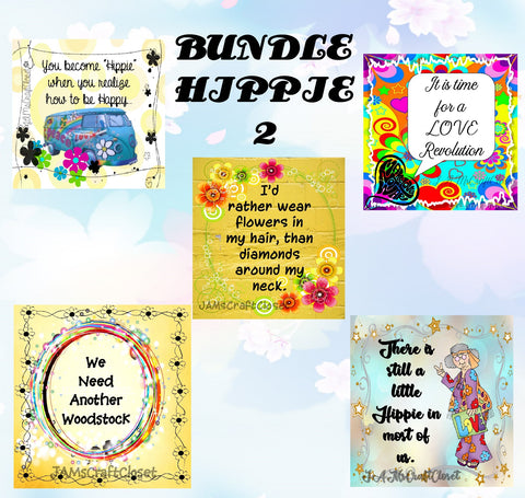 BUNDLE HIPPIE 2 Graphic Design Downloads SVG PNG JPEG Files Sublimation Design Crafters Delight {{ JAMsCraftCloset }}