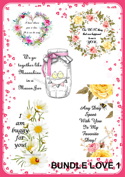BUNDLE LOVE 1 Graphic Design Downloads SVG PNG JPEG Files Sublimation Design Crafters Delight {{ JAMsCraftCloset }}