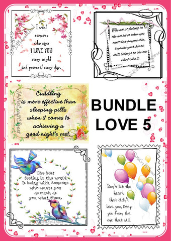 BUNDLE LOVE 5 Graphic Design Downloads SVG PNG JPEG Files Sublimation Design Crafters Delight {{ JAMsCraftCloset }}
