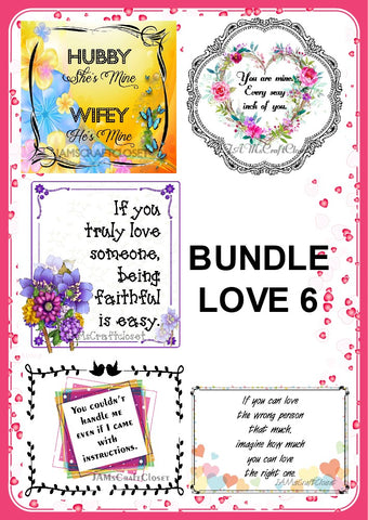 BUNDLE LOVE 6 Graphic Design Downloads SVG PNG JPEG Files Sublimation Design Crafters Delight {{ JAMsCraftCloset }}