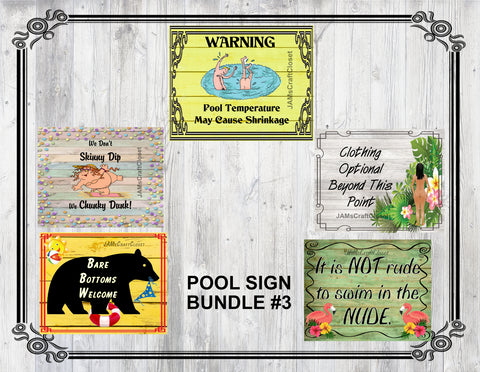 BUNDLE POOL SIGNS 3 Graphic Design Downloads SVG PNG JPEG Files Sublimation Design Crafters Delight {{ JAMsCraftCloset }}