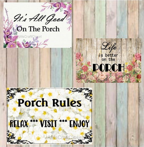 BUNDLE PORCH PATIO DECK 3 Graphic Design Downloads SVG PNG JPEG Files Sublimation Design Crafters Delight {{ JAMsCraftCloset }}
