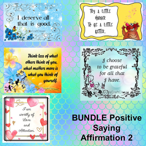 BUNDLE POSITIVE SAYING AFFIRMATION 2 Graphic Design Downloads SVG PNG JPEG Files Sublimation Design Crafters Delight {{ JAMsCraftCloset }}