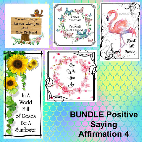 BUNDLE POSITIVE SAYING AFFIRMATION 4 Graphic Design Downloads SVG PNG JPEG Files Sublimation Design Crafters Delight {{ JAMsCraftCloset }}