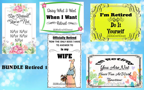 BUNDLE RETIRED 1 Graphic Design Downloads SVG PNG JPEG Files Sublimation Design Retirement {{ JAMsCraftCloset }}