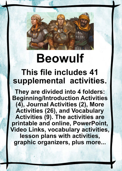 BEOWULF Teacher Supplemental Resources Lesson Plans Activities Vocabulary Student Approved {{ JAMsCraftCloset }}