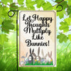 Garden Flag Digital Design Sublimation Easter Graphic SVG-PNG-JPEG Download LET HAPPY THOUGHTS MULTIPLY LIKE BUNNIES Crafters Delight {{ JAMsCraftCloset }}