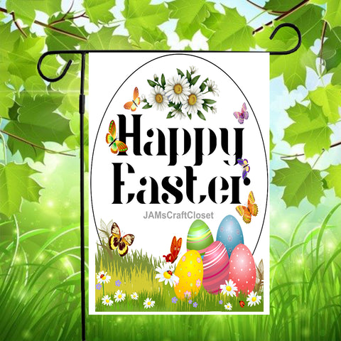 Garden Flag Digital Design Sublimation Graphic SVG-PNG-JPEG Download HAPPY EASTER EGG 1 Crafters Delight {{ JAMsCraftCloset }}