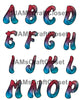 ALPHABET SET Digital Graphic Design Typography Clipart SVG-PNG Sublimation RED BLUE GREEN FOG Design Download Crafters Delight {{ JAMsCraftCloset }}