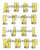 ALPHABET SET Digital Graphic Design Typography Clipart SVG-PNG Sublimation PUPPIES YELLOW CHECKERED Design Download Crafters Delight {{ JAMsCraftCloset }}
