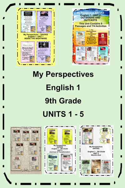 My Perspectives English 1 9th Grade UNITS 1 to 5 from SAVVAS Textbook Supplemental Teacher Activities {{ JAMsCraftCloset }}