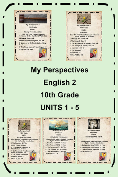 My Perspectives English 2 10th Grade UNITS 1 to 5 from SAVVAS Textbook Supplemental Teacher Activities {{ JAMsCraftCloset }}