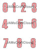 NUMBER SETS Digital Graphic Design Typography Clipart SVG-PNG Sublimation RED WHITE ZIGZAG SQUARE DOTS Design Download Crafters Delight {{ JAMsCraftCloset }}