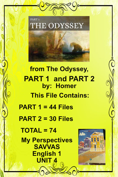 My Perspectives English I UNIT 4 from THE ODYSSEY PART 1 and PART 2 Teacher Supplemental Resources Student Activities {{ JAMsCraftCloset }}