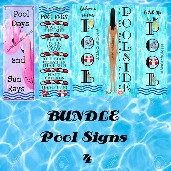 BUNDLE POOL SIGNS 4 Graphic Design Downloads SVG PNG JPEG Files Sublimation Design Crafters Delight {{ JAMsCraftCloset }}