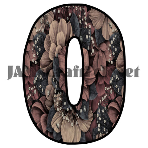 NUMBER SETS Digital Graphic Design Typography Clipart SVG-PNG Sublimation VINTAGE BROWN TAN FLORAL Design Download Crafters Delight {{ JAMsCraftCloset }}