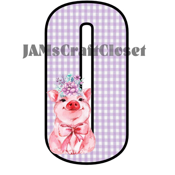 NUMBER SETS Digital Graphic Design Typography Clipart SVG-PNG Sublimation PIG FLORAL PURPLE CHECKERED Design Download Crafters Delight {{ JAMsCraftCloset }}