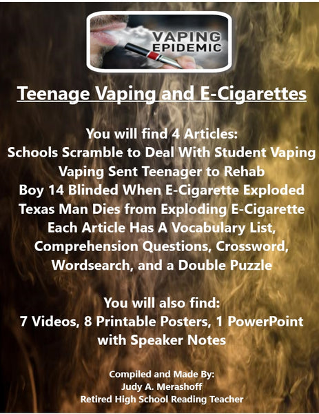 Teenage Vaping and E-Cigarette Supplemental Resources {{ JAMsCraftCloset }}