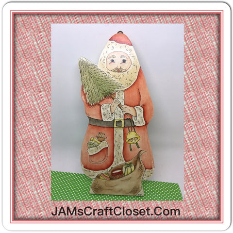 Santa Wooden Pen and Ink Vintage Handmade and Hand Painted Holiday Christmas Decor {{ JAMsCraftCloset }}