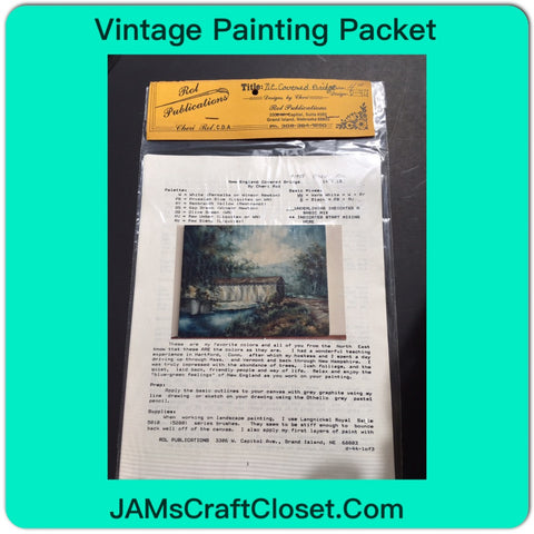 Vintage DIY Painting Packet #18 New England Covered Bridge JAMsCraftCloset